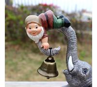 Garden Statues Garden Sculptures Figurines Desk Ornament Statues Elves Elephant Landscape Sculpture Decoration GNOME Elephant Bell Resin Statues Yard Balcony Decoration