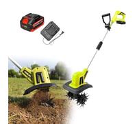 Garden Tiller, 20V Electric Cordless Hand Tiller Cultivator with 4000mAh Rechargeable Lithium Battery and Charger, Portable Soil Tiller Rotavator for Gardens, Vegetable Plots(L)