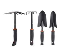 Garden Tool Set 4 Pcs | Robust Shovel and Rake for Weeding/Soil/Planting | Thickened Steel Gardening Tools with Ergonomic Handle