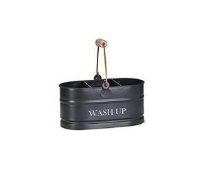 Garden Trading Panier vaisselle avec poigne en bois rustique Finition acier carbone