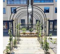 Garden Trellis Arch for Outdoor Wedding Decoration, Galvanized Rustproof Wrought Iron Climbing Plant Arch with Bases, 340cm Wide, Elegant Black Design