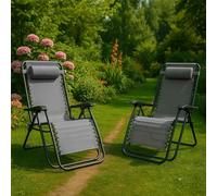 Garden Vida Chaise Zero Gravity Longue, Acier allié, Gris, H 111 x W 65 x D 90 cm Approx