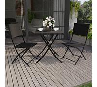 Garden Vida Ensemble bistrot de Jardin, Noir, H 72,5 x W 60 x D 60 cm Approx