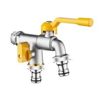 Garden Water Faucet, Hose Adapter Connector, Frost Proof Detachable Double Leak Proof Splitter Design, Yard Lawn Patio Accessory for Deck Porch House Shed Garage Driveway Farm Irrigation Washing