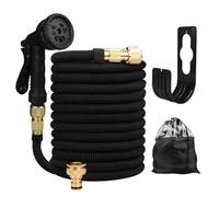Garden Water Hose Expandable Double Metal Connector High Pressure Pvc Reel Magic Water Pipes for Garden Farm Irrigation Car Wash(Black,50FT-15M Extended)