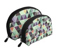 Garden Wildflowers Trousse de maquillage portable avec fermeture éclair et compartiments intérieurs, Triangles géométriques, Taille unique
