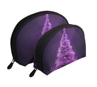 Garden Wildflowers Trousse de maquillage portable avec fermeture éclair et compartiments intérieurs, Sapin de Noël violet, Taille unique