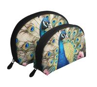 Garden Wildflowers Trousse de maquillage portable avec fermeture éclair et compartiments intérieurs, paon, Taille unique