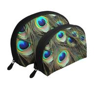 Garden Wildflowers Trousse de maquillage portable avec fermeture éclair et compartiments intérieurs, Plume de paon, Taille unique