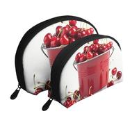 Garden Wildflowers Trousse de maquillage portable avec fermeture éclair et compartiments intérieurs, Seau rempli de cerises, Taille unique