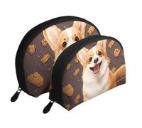 Garden Wildflowers Trousse de maquillage portable avec fermeture éclair et compartiments intérieurs, Corg mignon, Taille unique