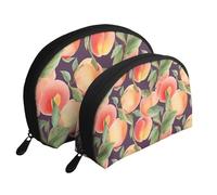 Garden Wildflowers Trousse de maquillage portable avec fermeture éclair et compartiments intérieurs, Pêche colorée, Taille unique