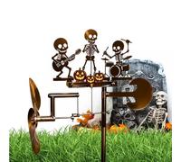 Garden Wind Spinners | Rustproof Halloween Skull Rock Band Windmills