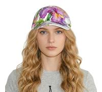 Garden with Birds and Flowers Print Baseball Cap for Women-Visor Hat with Attached Head Scarf, Lightweight Summer Sun Hat for Travel Beach Outdoor Black