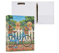 Garden02 Classeur à 3 anneaux ronds de 3,8 cm pour 200 feuilles, classeur à 3 anneaux avec clip en métal antidérapant