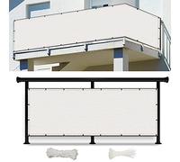 Garden50 x 200 cm - Protection solaire et coupe-vent pour piscine et terrasse - Clôture d'intimité blanche avec attaches et cordes pour une meilleure intimité