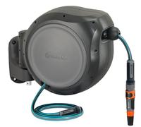 GARDENA (08055) Enrouleur de tuyau d'arrosage rétractable de 30 m x 1,27 cm, montage mural, rétraction automatique et verrouillage de longueur pour un arrosage facile. Support pivotant robuste à 180°