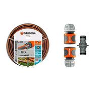 Gardena 18049-26 Tuyau Flex PVC Gris/Orange 50 m & Nécessaires d'arrosage de Gardena : raccords pour extension de tuyau 13 mm et 15 mm, même avec une pression d'eau élevée