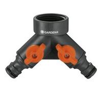 Gardena 938-20 Sélecteur d'arrosage sur robinet 2 circuits filetage, Noir, 26,5 mm G