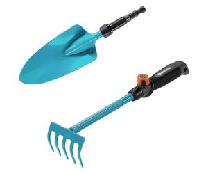 Gardena Combisystem 17354-60 Ensemble de Petits Accessoires Comprenant truelle et rateau pour Planter sans Effort dans Les massifs et Les jardinières avec poignée combisystem