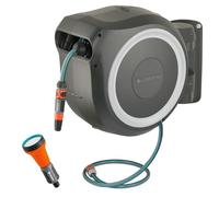 GARDENA Coffre à tuyau mural RollUp M-L (blanc) 25 m: arrosage flexible pour les jardins moyens à grands, coffre à tuyau pivotant, tuyau de qualité Gardena de 25 m et aide à l'installation (18622-60)