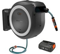 Gardena Dévidoir mural sans fil PowerRoll XL 18V kit blanc 35 m