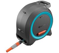 Gardena Double dévidoir avec tuyau de 25 m, prêt à l'emploi, pour montage au sol ou au mur