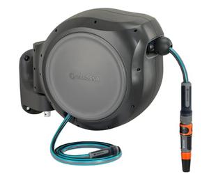 GARDENA Enrouleur de tuyau d'arrosage rétractable à montage mural, verrouillage à n'importe quelle longueur, pivote à 180 degrés, ingénierie allemande de précision, garantie 5 ans. Solution de