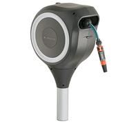 Gardena Enrouleur de Tuyau sur Pic Rollup M (Blanc) - Longueur 20m - Ø13mm - Garantie 5 Ans - Dévidoir pivotant à 360° - Kit Complet avec Lance, raccord, Tuyau et pic métallique (18616-20)