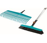 Gardena Gamme complète du combisystem: gaspillage et balai de rue avec poignée en bois dans l'ensemble, poignée en bois en bois certifié FSC® 100pour cent , système de plug-in sans fragment (3081-20)