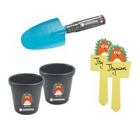 Gardena Gardena Lot de 5 ustensiles de Plantation avec Pelle, 2 Pots de Fleurs, 2 étiquettes pour Plantes Design Gardena