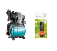 GARDENA Groupe de Surpression 3000/4 Eco Classic : Pompe Domestique, Protection & Set de Raccordement Grand Débit pour Pompes de Gardena : Raccord de Tuyau pour Flexibles de 19 mm (3/4")