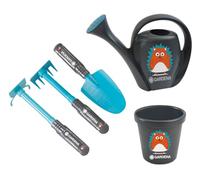 Gardena Kit de démarrage hérisson, Pelle, râteau, houe env. 17 cm, Pot de Fleurs env. 6 x 5 cm, arrosoir, env. 0,3 l, Convient également aux Enfants de Moins de 3 Ans