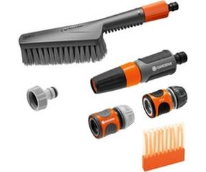 GARDENA Kit de nettoyage Cleansystem avec brosse S soft, savonnettes et connecteurs, Brosses de lavage