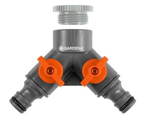 GARDENA OGS double valve avec filetage 1" et adaptateur 3/4