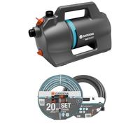 Gardena Pompe de jardin 4100 Silent Set :Pompe d'irrigation très silencieuse et innovante avec kit d'aspiration de 3,5 m et tuyau classique de 20 m, débit 4100 l/h, moteur 550 W, étanche(9051-20)