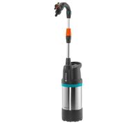 Gardena Pompe pour Collecteur d’eau de Pluie 4700/2 inox automatic : pompe immergée avec filtre intégré, débit 4 700 l/h, boîtier en inox, vanne de régulation pour régler la quantité d’eau (1766-20) Argenté/Noir/Turquoise/Orange