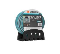 Gardena Porte-tuyau mural avec tuyau : kit avec tuyau de 20 m, lance et support, flexible résistant à la pression et de forme stable, peut être combiné avec tous les appareils Gardena (18005-20), Standard