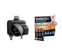 Gardena Programmateur d'arrosage Smart Dual WaterControl contrôles de l’Eau;Intelligent: Irrigation basée sur Les données, Intégration de Maison connectée* (19034-20) + Duracell Optimum lot de 4 AA