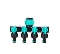 Gardena Répartiteur d'eau 4 voies, 4 voies, répartiteur de tuyau d'arrosage, valve 4 voies pour tuyau d'arrosage, robinet d'arrêt, répartiteur de tuyau (vert)