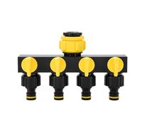 Gardena Répartiteur d'eau 4 voies, 4 voies, répartiteur de tuyau d'arrosage, valves, répartiteur à 4 voies pour tuyau d'arrosage, robinet d'arrêt, séparateur de tuyau (jaune)