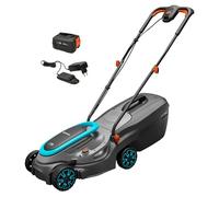 Gardena Tondeuse sur batterie PowerMax 32/18V P4A - Kit prêt à l'emploi: Largeur 32 cm, Capacité 30 l, Ergonomique, Réglage de la hauteur, Sans fil (14632-20)