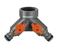 Gardena Vanne à 2 voies: Distributeur d'eau pour robinet avec filetage de 26,5 mm (G 3/4 Pouce), pour une connexion simultanée de deux périphériques, les deux sorties réglables (938-20)