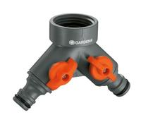 Distributeur d'eau 2 voies GARDENA 00940-20 plastique avec vanne de régulation raccord enfichable,