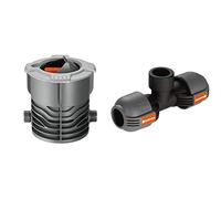 Gardena Vanne d'Arrêt de Régulation ou Coupure des Arroseurs Individuels ou de Groupes d'Arroseurs & Dérivation en T Femelle de Raccord pour Purgeur Automatique, 25 mm X 3/4"