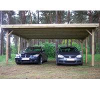 Gardenas Carport Double en Bois d’Épicéa Traité et Fibre de Verre 25 m² - CPFLA55P
