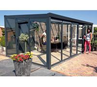 Gardendreams Véranda en Verre Securit 8mm et Polycarbonate 16 mm Legend 7x3m - Legend Edition 7x3
