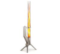 GARDENFLARE Brasero Exterieur à Pellets - Cheminée de Jardin INOX, Argent | Torche à granulés décorative pour terrasse et jardin, acier inox argent, flamme jusqu'à 1 m, tube en verre, 1,3 m de haut