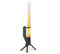 GARDENFLARE Brasero Exterieur de Jardin - Cheminée Noir, Flamme jusqu'à 1m, Poêle à Pellets Granulés, Chauffage Foyer Extérieur Élégant pour Terrasse, Montage Rapide, lumière innovante