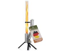 GARDENFLARE Tube de feu classique - Torche à granulés en acier inoxydable | Colonne de feu décorative et feu de terrasse en acier inoxydable, argenté/noir, fonctionnement aux granulés